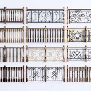 欧式古典铁艺栏杆3D模型下载